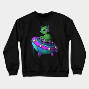 Alien Music Dj in Space Crewneck Sweatshirt